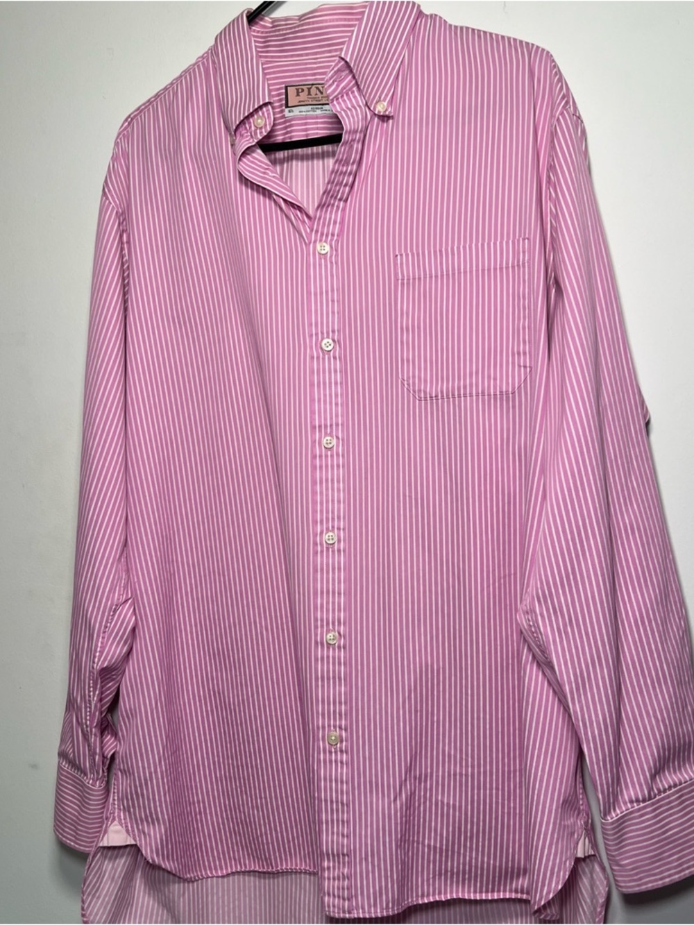 Thomas Pink Jermyn Street London Mens Pink White Striped Button Down Dress Shirt - Picture 5 of 14